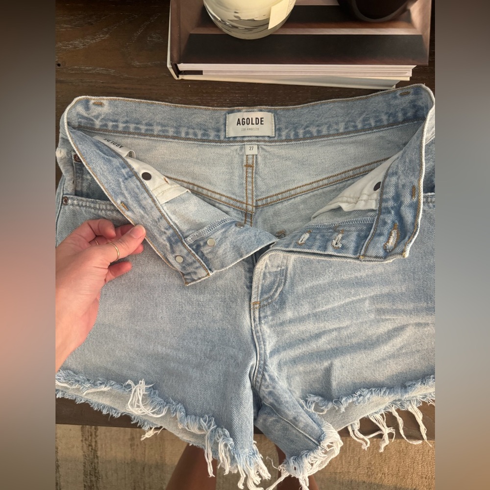 Agolde Light Wash Denim Shorts